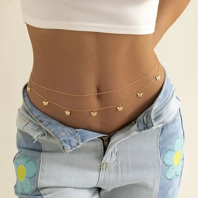 Body Jewelry - Chaîne papillon Double couche pour femmes,
