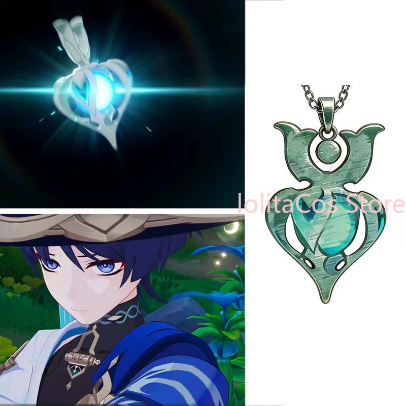 Anime Pendant Necklace - Collier en métal Genshin Impact Wanderer,