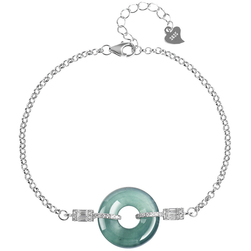 Bracelets - Bracelet bague en jadéite bleue du