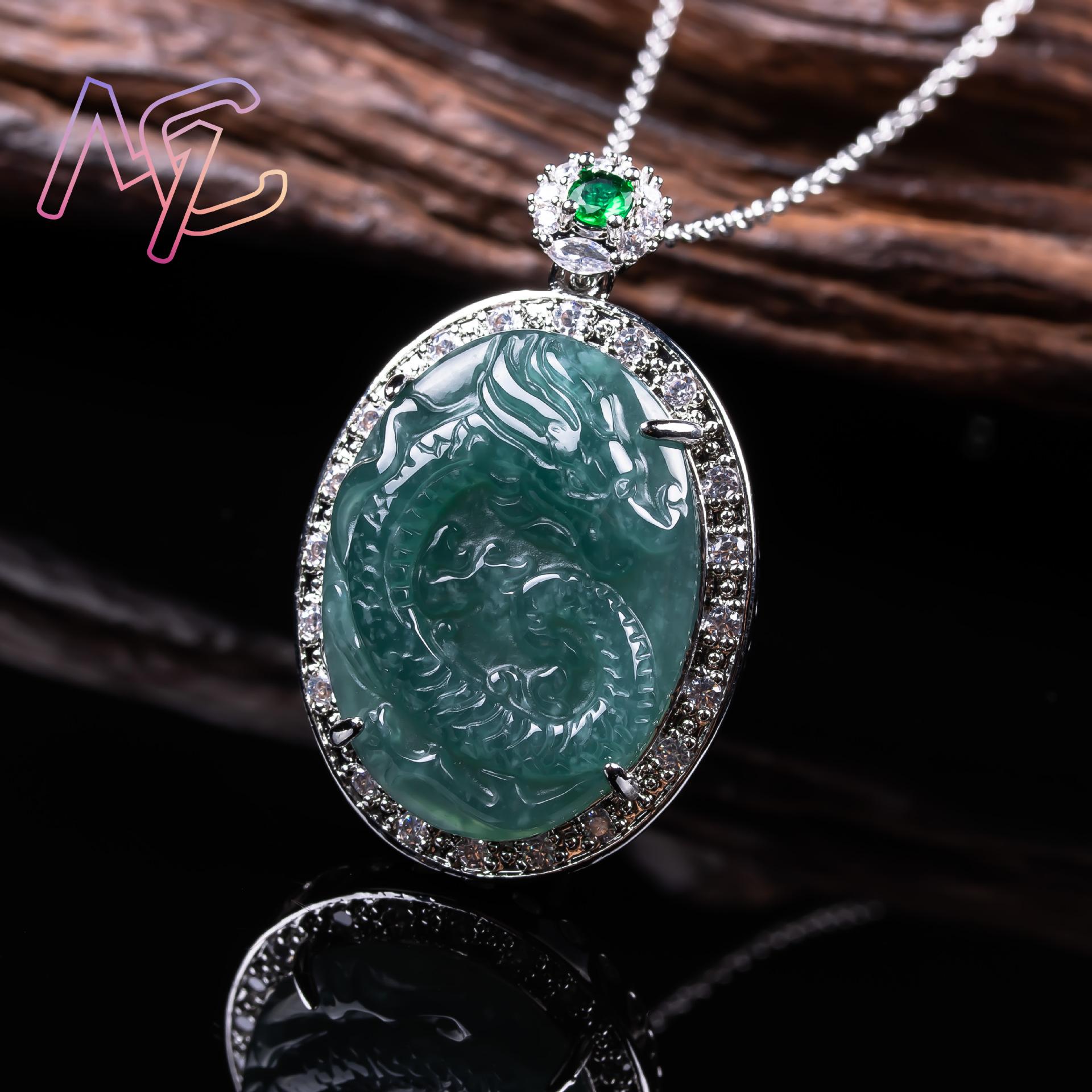 Collier pendentif Dragon jadéi - 925 Sterling Silver Chain Necklace Men avis et prix