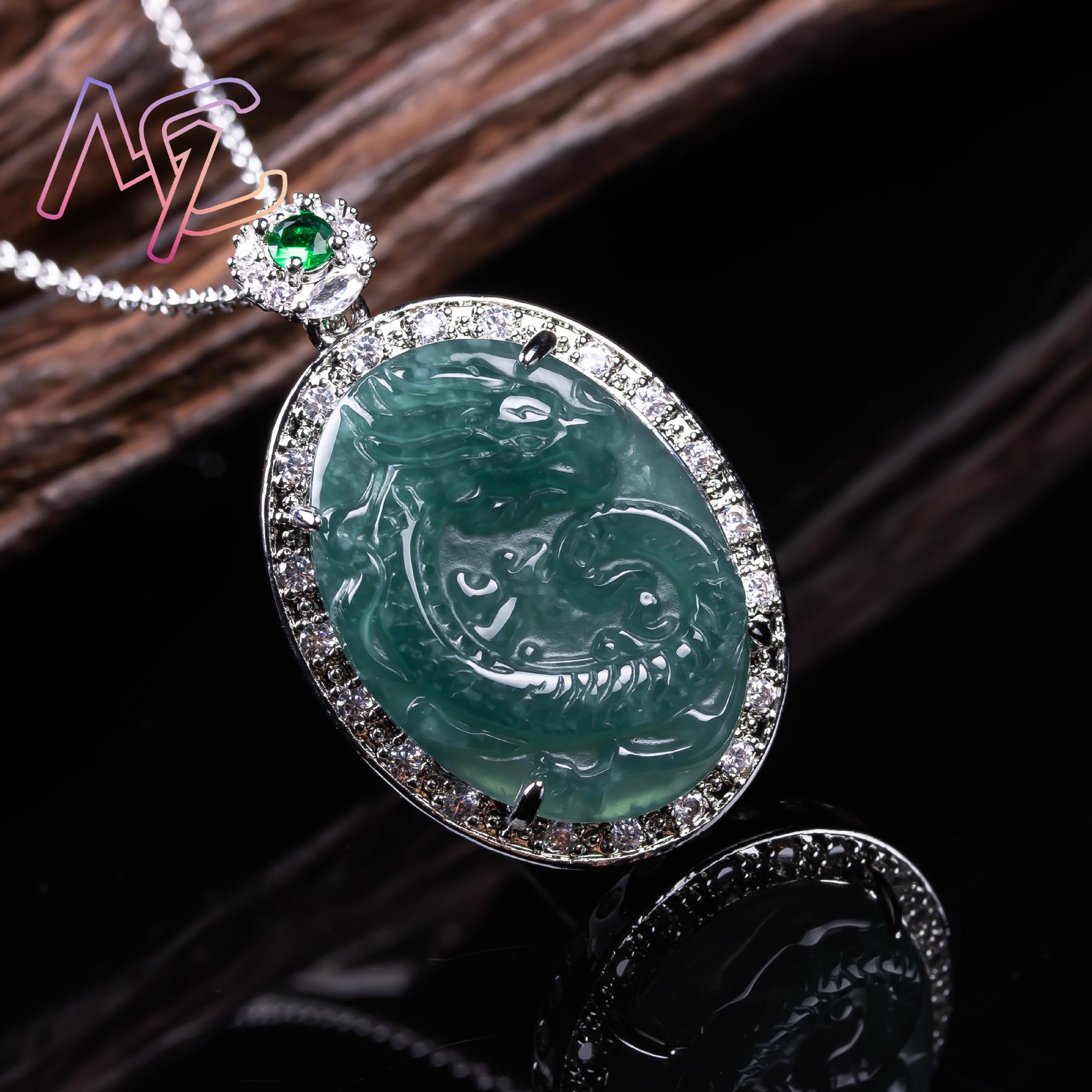 Collier pendentif Dragon jadéi - 925 Sterling Silver Chain Necklace Men avis et prix